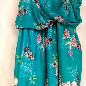 Teal with Flowers Tube Top